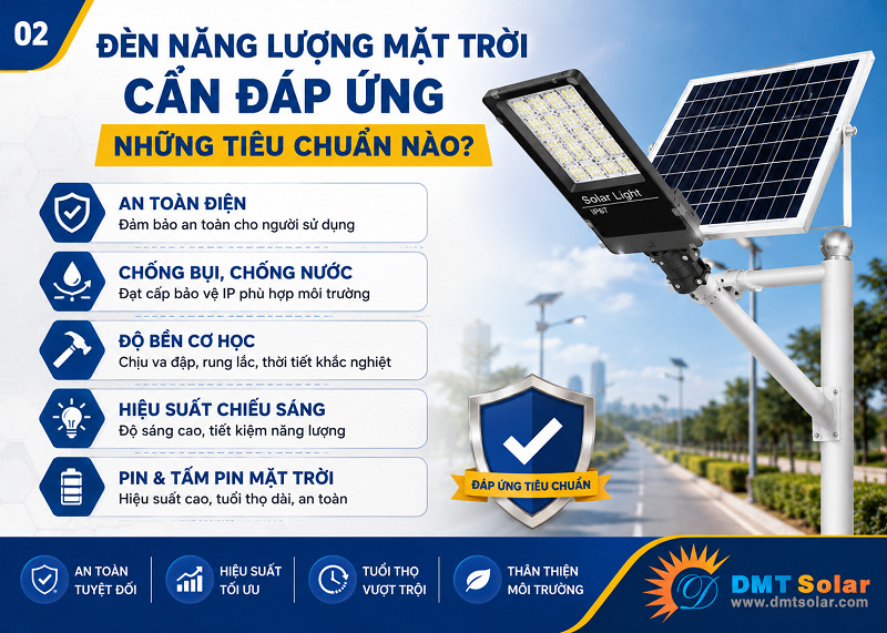 Cần đ&aacute;p ứng ti&ecirc;u chuẩn&nbsp;chất lượng đ&egrave;n năng lượng mặt trời