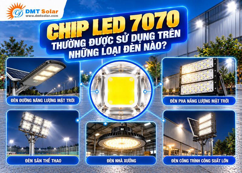 Chip LED 7070 được sử dụng để sản xuất đ&egrave;n pha LED c&ocirc;ng nghiệp