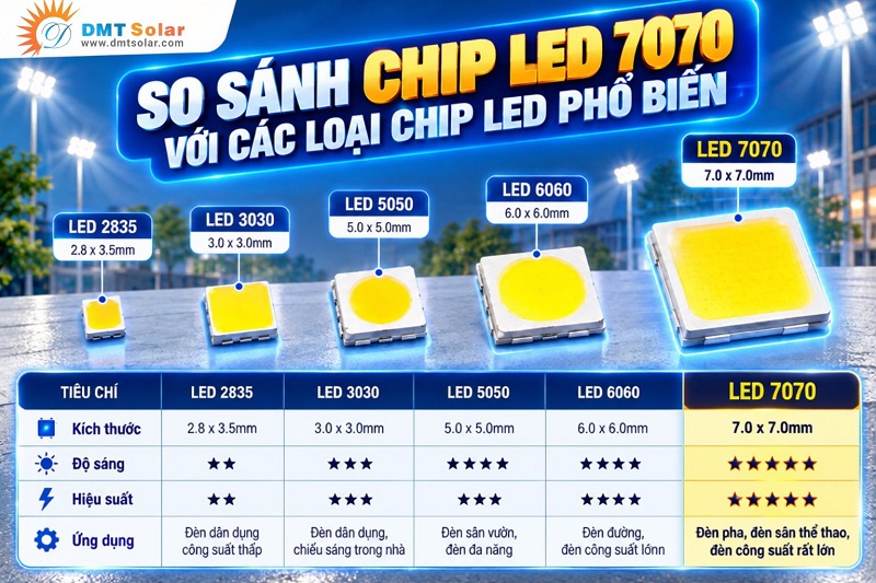 Chip LED 7070 c&oacute; nhiều điểm vượt trội hơn c&aacute;c loại chip LED kh&aacute;c