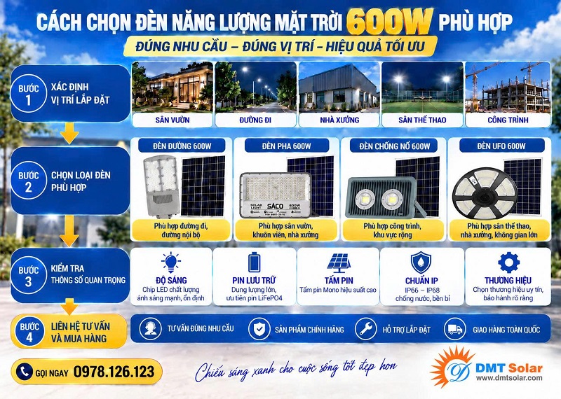 Ch&uacute; &yacute; m&agrave;u sắc &aacute;nh s&aacute;ng khi chọn đ&egrave;n năng lượng 600W