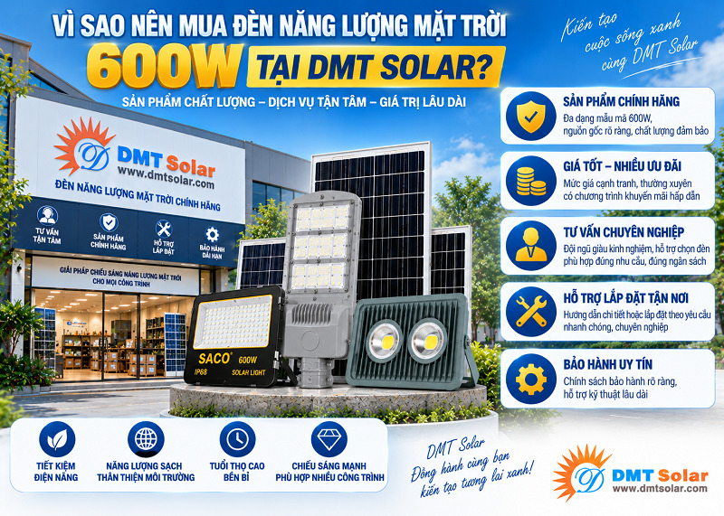 DMT Solar l&agrave; địa chỉ cung cấp đ&egrave;n năng lượng mặt trời uy t&iacute;n