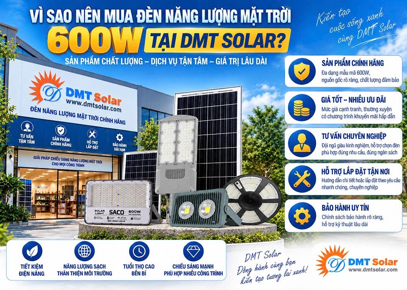 DMT Solar l&agrave; địa chỉ cung cấp đ&egrave;n năng lượng mặt trời uy t&iacute;n