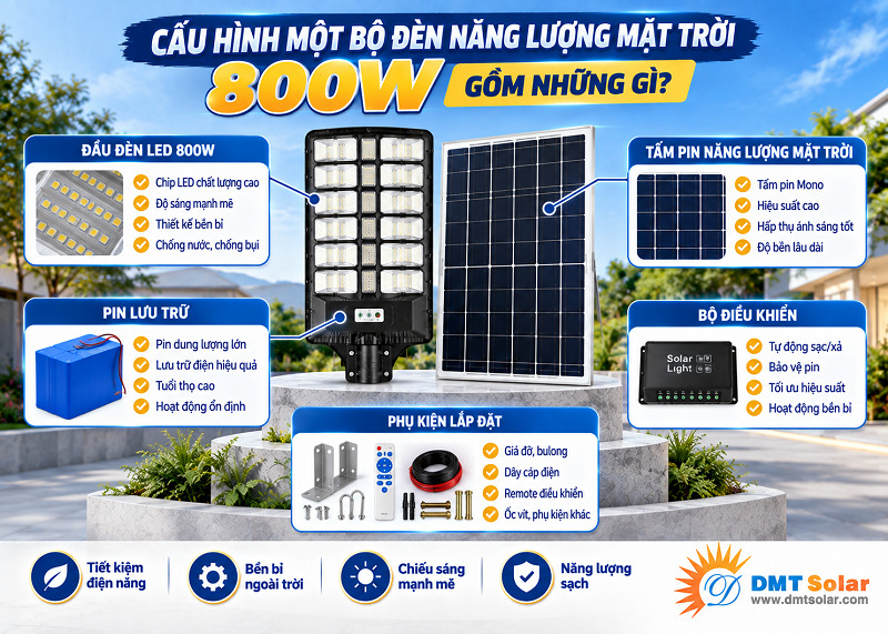 Cấu h&igrave;nh bộ đ&egrave;n năng lượng mặt trời