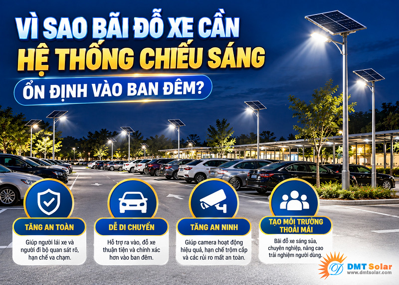 B&atilde;i đổ xe cần hệ thống chiếu s&aacute;ng ổn định v&agrave;o ban đ&ecirc;m để đảm bảo an ninh, chống trộm cắp