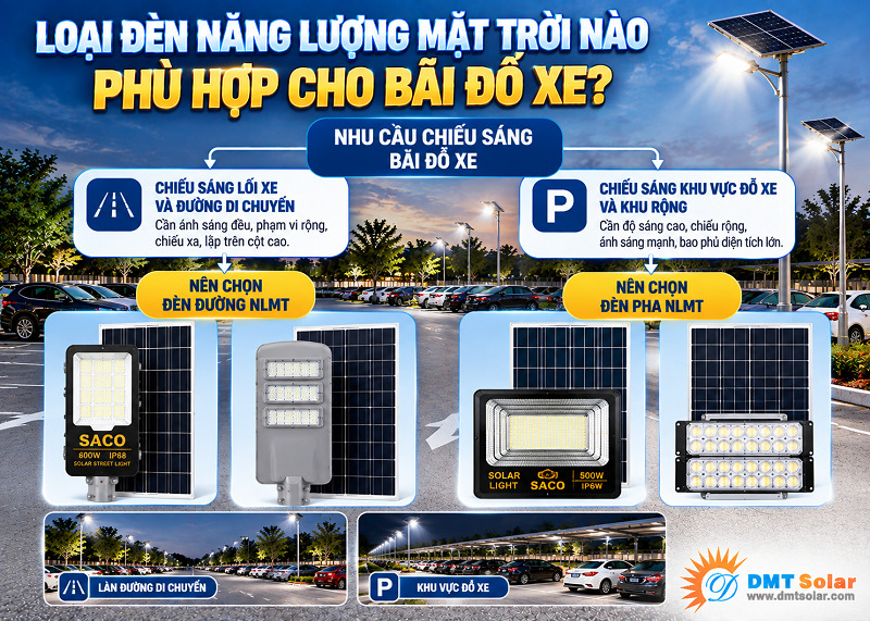 Đ&egrave;n đường năng lượng mặt trời l&agrave; lựa chọn ph&ugrave; hợp cho b&atilde;i đỗ xe