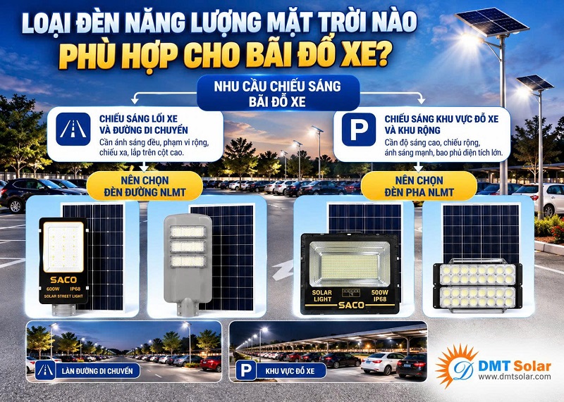 Đ&egrave;n đường năng lượng mặt trời l&agrave; lựa chọn ph&ugrave; hợp cho b&atilde;i đỗ xe