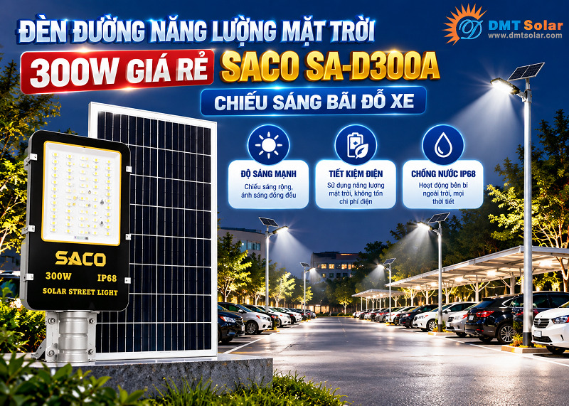 Đ&egrave;n đường năng lượng mặt trời 300W cho b&atilde;i xe