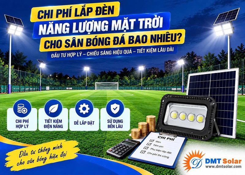 Chi ph&iacute; lắp đ&egrave;n năng lượng mặt trời cho s&acirc;n b&oacute;ng đ&aacute; c&oacute; thể l&ecirc;n tới h&agrave;ng trăm triệu đồng