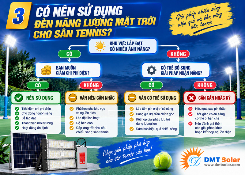 Bạn n&ecirc;n sử dụng đ&egrave;n năng lượng mặt trời chiếu s&aacute;ng cho s&acirc;n tennis