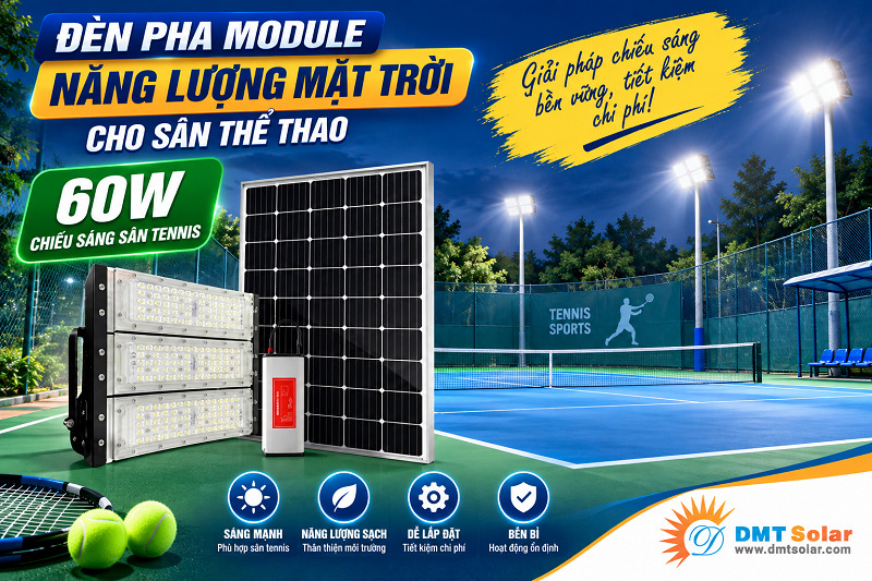 Đ&egrave;n pha LED Module năng lượng mặt trời l&agrave; giải ph&aacute;p ph&ugrave; hợp cho s&acirc;n tennis