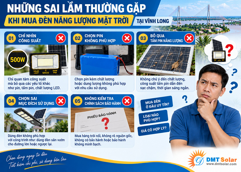 Những sai lầm thường gặp khi mua đ&egrave;n năng lượng mặt trời