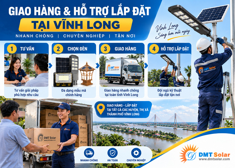 DMT Solar hỗ trợ lắp đặt đ&egrave;n năng lượng mặt trời Vĩnh Long