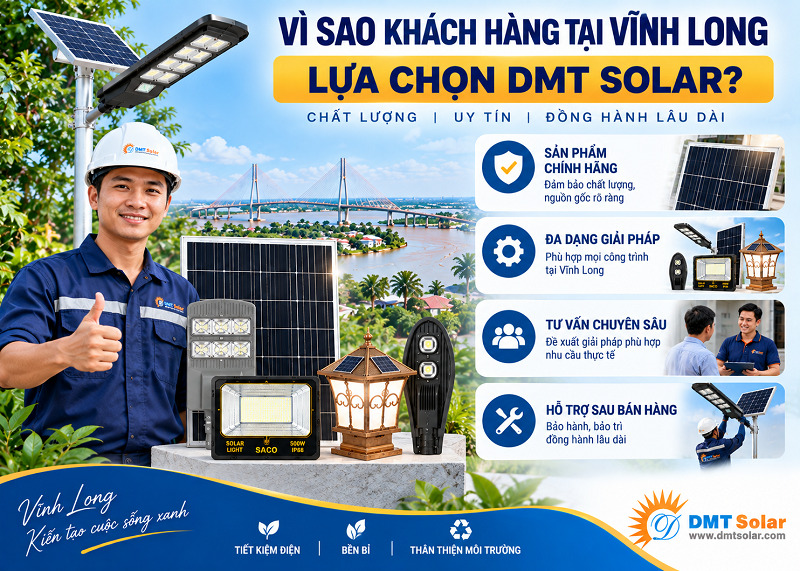 DMT Solar l&agrave; đơn vị ph&acirc;n phối đ&egrave;n năng lượng mặt trời Vĩnh Long uy t&iacute;n, gi&aacute; tốt