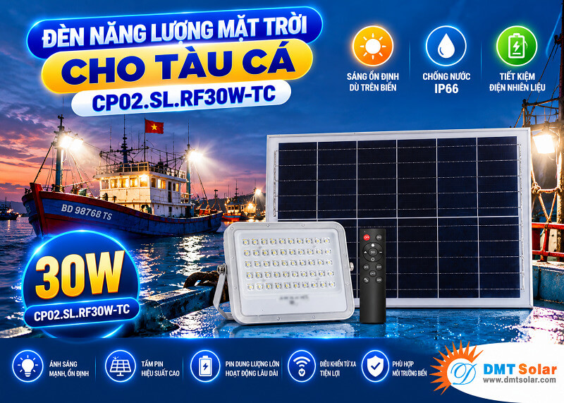Đ&egrave;n năng lượng mặt trời 30W cho t&agrave;u c&aacute; thương hiệu Rạng Đ&ocirc;ng