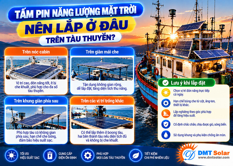 Tấm pin năng lượng mặt trời n&ecirc;n lắp ở n&oacute;c cabin của t&agrave;u