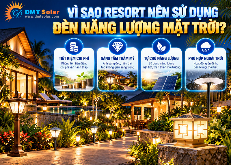 Resort n&ecirc;n sử dụng đ&egrave;n năng lượng mặt trời v&igrave; khả năng tiết kiệm chi ph&iacute; vận h&agrave;nh