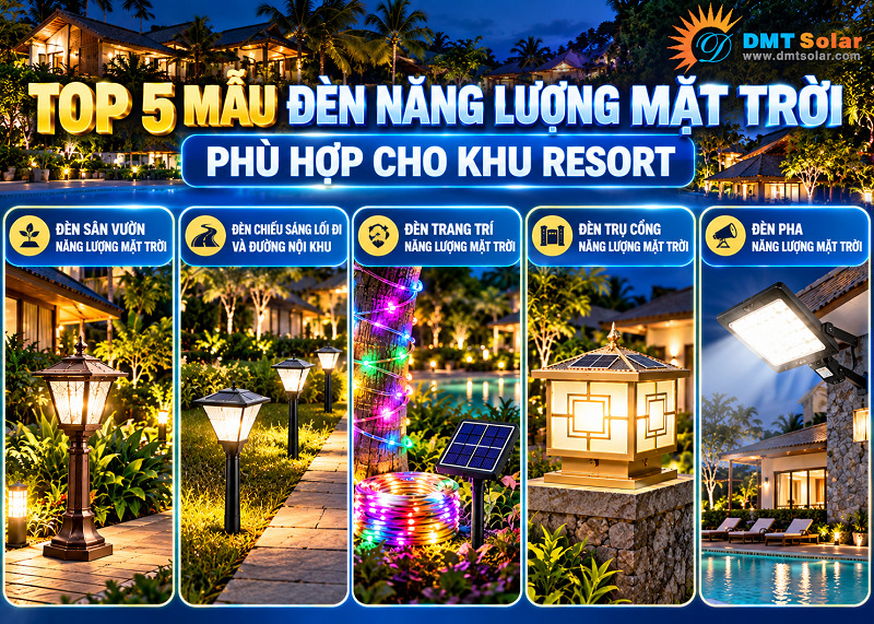 C&aacute;c mẫu đ&egrave;n năng lượng mặt trời ph&ugrave; hợp cho khu resort