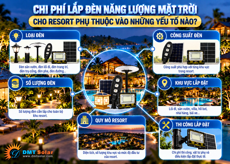 Chi ph&iacute; lắp đ&egrave;n năng lượng mặt trời cho resort dao động từ 350.000 - 4.500.000 VNĐ