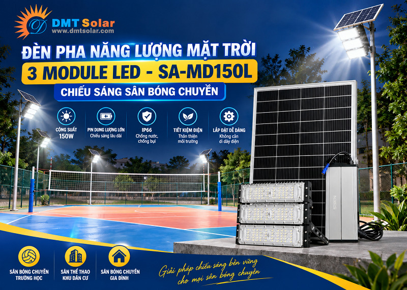 Đ&egrave;n pha 3 Module LED - SA-MD150L chiếu s&aacute;ng tối ưu cho s&acirc;n b&oacute;ng chuyền