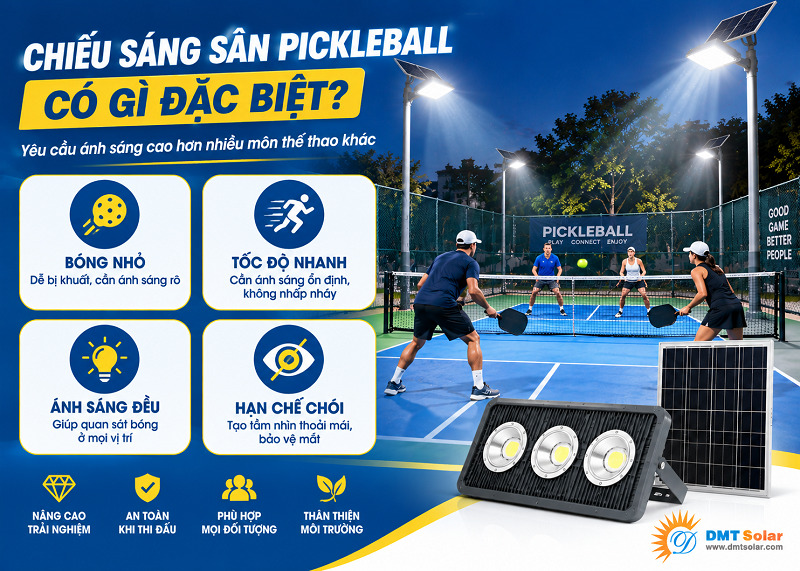 Chiếu s&aacute;ng s&acirc;n pickleball cần tu&acirc;n thủ c&aacute;c yếu tố cơ bản