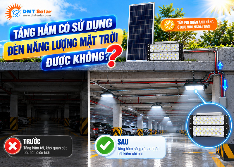 Bạn ho&agrave;n to&agrave;n c&oacute; thể sử dụng đ&egrave;n năng lượng mặt trời cho tầng hầm 