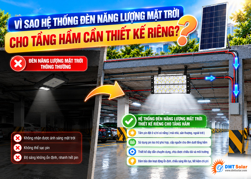 L&yacute; do m&agrave; hệ thống đ&egrave;n năng lượng mặt trời cho tầng hầm cần thiết kế ri&ecirc;ng