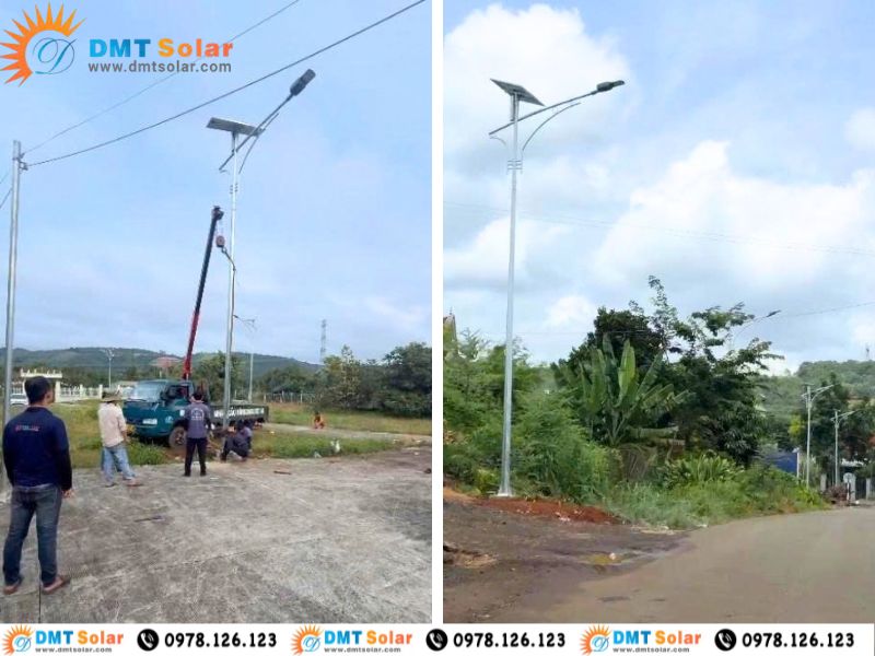 Dựng trụ đ&egrave;n ở tuyến đường khu d&acirc;n cư