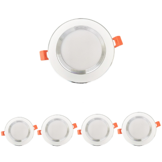 Đèn LED âm trần Dowlight viền Bạc mẫu [AT-SA-AT48] 7W-9W | Saco