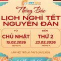 THÔNG BÁO LỊCH NGHỈ TẾT NGUYÊN ĐÁN 2026
